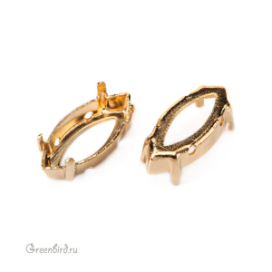 4228 Оправа для ювелирного кристалла Navette 15х7 мм, золото