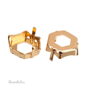 4683 Оправа для Thin Hexagon Fancy Stone 12х13,5 мм, томпак/золото