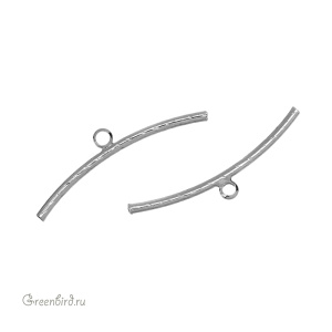 Бусина-трубочка с петелькой, родий, 1 шт. (#SVA-BASE-1453R)