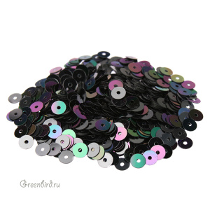 Пайетки 4мм плоские Black Irise (#9275)