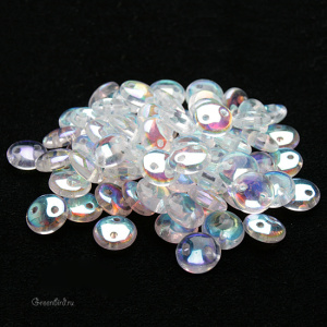 Lentil 2 отверстия 6mm, Crystal AB, 10 гр (#X00030)