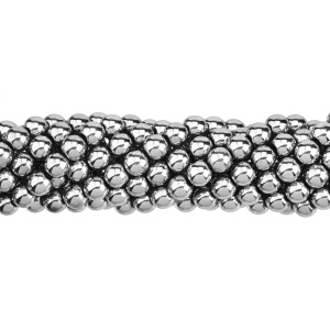 Бусины Геметин 8 мм, круглые, цвет: никель, нить (#SV-HMT-118)