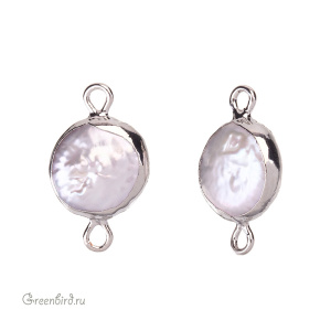 Коннектор с жемчугом, родий (#SV1701-C60-R)