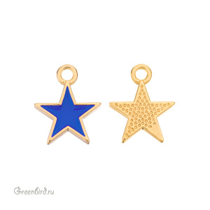 Подвеска с эмалью "Звездочка", золото, синий, 1 шт. (#SV1701-Pendant-132G)