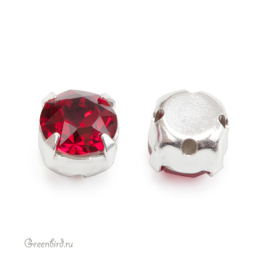 53203 Chaton Montees SS29 в оправе, серебро – Siam (#208)