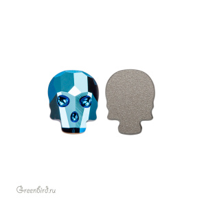 2856 Кристалл холодной фиксации Skull 10x7,5 мм – Metallic Blue (#001METBL)