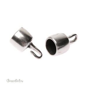 Концевик-крючок для толстого шнура, ант. серебро, 1 шт (#CR008AS)