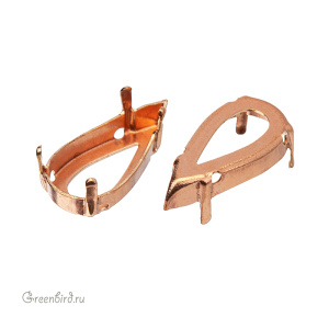 4322 Оправа для ювелирного кристалла Teardrop FS 18х9 мм, томпак