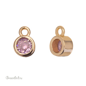 Подвеска круглая с фианитом, золото, Rose (#SVA-FIAN-003G)