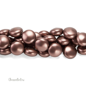 Swarovski 5860 Жемчуг плоский 12x7 мм, бархатисто-коричневый (#951), 1 шт.