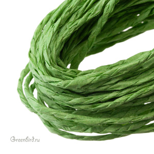Крученая рафия, 2 мм, зеленый матовый (#4281)
