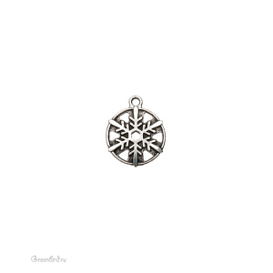 Подвеска "Снежинка", ант. серебро, 1 шт. (#TC-2370)
