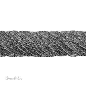 Бусины Геметин 3 мм, круглые, цвет: черный, нить (#SV-HMT-20)