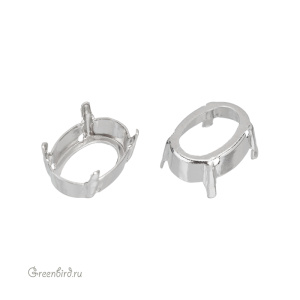 4120 Оправа для ювелирного кристалла Oval Fancy Stone 14х10 мм, белая бронза
