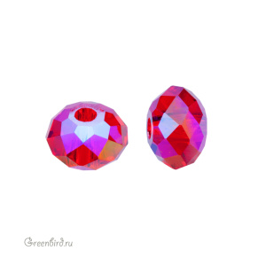 Swarovski 5040 Бусина Бриолетт 6х4 мм, светлый сиам с мерцанием 2X (#227SHIM2), 1 шт.