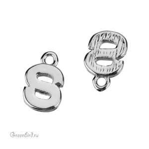 Подвеска буква "S", родий, 1 шт. (#SVA-LR-S)