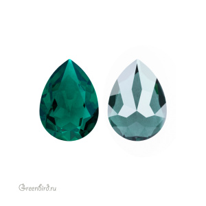 Swarovski 4320 Капля 8х6 мм, изумруд сияющий (#205IGNIT), 1 шт.