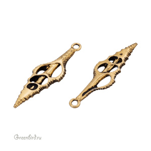 Подвеска "Ракушка-веретено - срез", ант. золото, 1 шт. (#TC-2556-26)