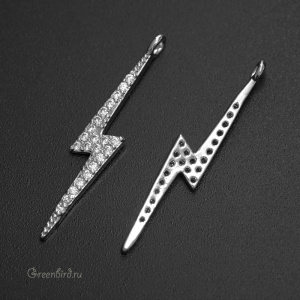 Подвеска с фианитами "Молния", родий, 1 шт. (#SVA-FIAN-130R)