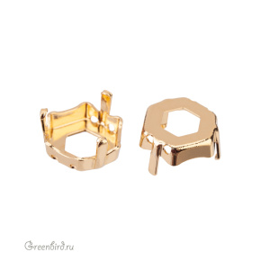 4683 Оправа для Thin Hexagon Fancy Stone 10х11,2 мм, томпак/золото