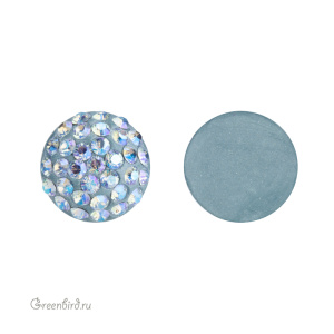 Swarovski 86601 Кабошон с кристальным паве 10 мм, светлый сапфир с мерцанием (#211SHIM), 1 шт.