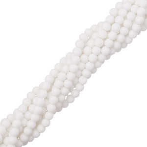 Бусины круглые 8 мм, матовый белый, нить (#SVA-CRM-59)