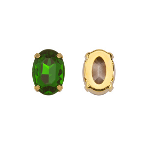 Кристалл в оправе 4120C 14x10 мм Crystalbird - Fern Green (#291), золотистый, 1 шт.