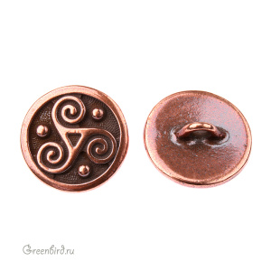Пуговица "Triskele", ант. медь, 1 шт. (#6566-18)