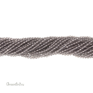 Бусины граненые рондели "Мини", дымчато-серый, круглые, нить (#SVAB-R2006)
