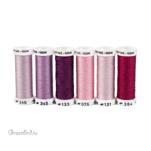 Набор шелковых нитей AVAS Soie Surfine 6 Nuances — Framboise