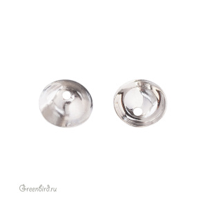 Шапочка гладкая 8 мм, родий, 1 шт. (#SVAC-53R)