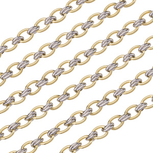 Цепочка фигурная 8,5 мм, биколор, 30 см (#Chain-120N)