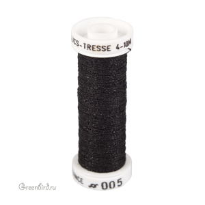 Металлизированная нить Tresse #4 AVAS, черный, 10 м (#4-005)