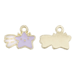 Подвеска с эмалью "Звездочка", золото, фиолетовый, 1 шт. (#CN-PN-116)