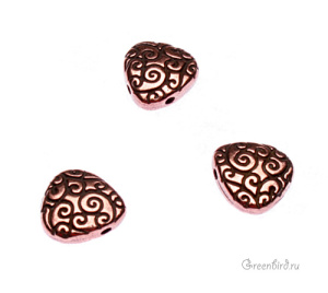 Бусина "Завитки" бриолетка, ант. медь, 1 шт. (#TC-5669)