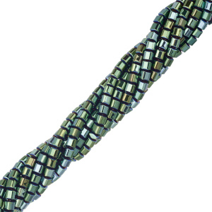 Бусины Геметин "Куб" 4 мм, Scarabaeus Green, нить (#SV-HMT-138)