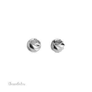 Бусина "Рифленая" 2,4 мм, родий, 1 шт. (#SVABM-300R)