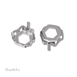 4683 Оправа для ювелирного кристалла Thin Hexagon FS 7,8х8,7 мм, белая бронза