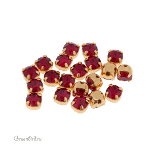 53200 Chaton Montees SS16 (4мм) в оправе, золото – Siam (#208)