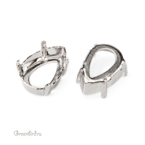 4320 Оправа для Pear Fancy Stone 14х10 мм, томпак/родий