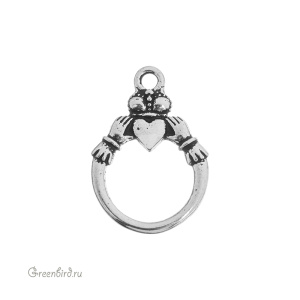 Подвеска "Кольцо Кладдах", ант. серебро, 1 шт. (#6216-12)