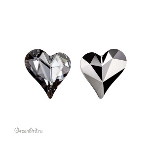 4810 Asymmetrical Heart Fancy Stone 13x12 мм – Silver Night (#001SINI)