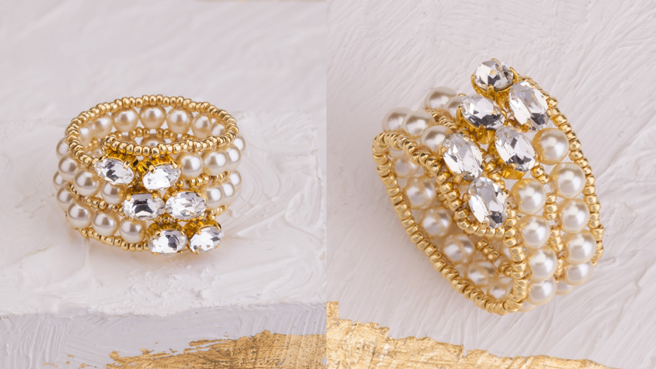 28.03 ⭐️ Кольцо из жемчуга и кристаллов CRYSTALBIRD