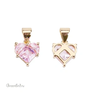 Подвеска "Сердце" с фианитами, золото, Rose, 1 шт. (#SVA-FIAN-039G)