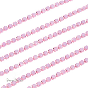 Цепочка со стразами 2 мм, Rose Opal, розовый, 10 см (#SVA-RCH-31) Цепочка со стразами 2 мм, Rose Opal, розовый, 10 см (#SVA-RCH-31)