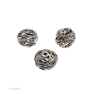 JBB Бусина "Улей" 13 мм, ант. серебро (AS8326)
