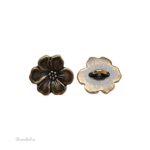 Пуговица "Цветок яблони", ант. латунь, 1 шт. (#TC-6549)