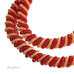 Канитель двойной жгут 3,8 мм, золото/красный (KAN1091)