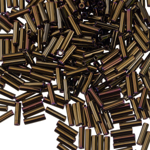 Бисер MIYUKI Bugle 6mm – Metallic Dark Brown Iris (#458), 10 г