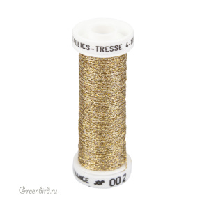Металлизированная нить Tresse #4 AVAS, золото, 10 м (#4-002)